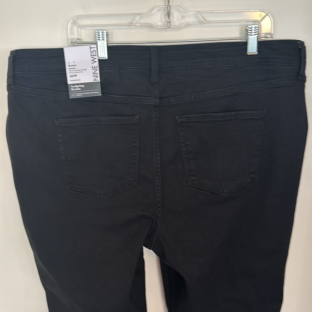 NWT Nine West Black Bootcut Jeans 20W High Rise Denim Stretch Leg Slit - Picture 7 of 12